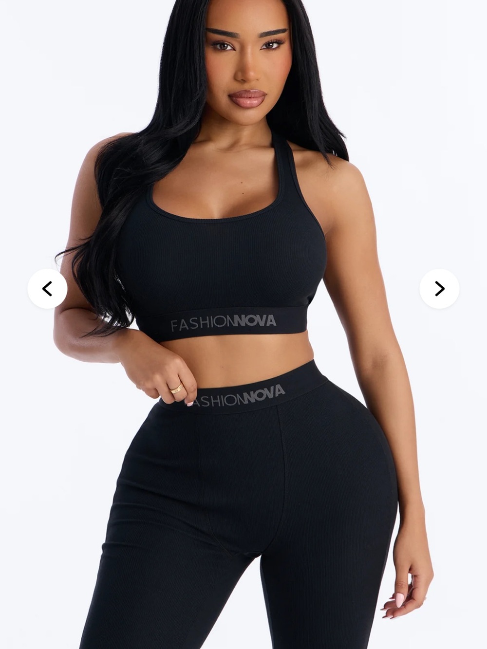 NWT Fashion Nova FN Mood Racerback bra & Leggings Set Black